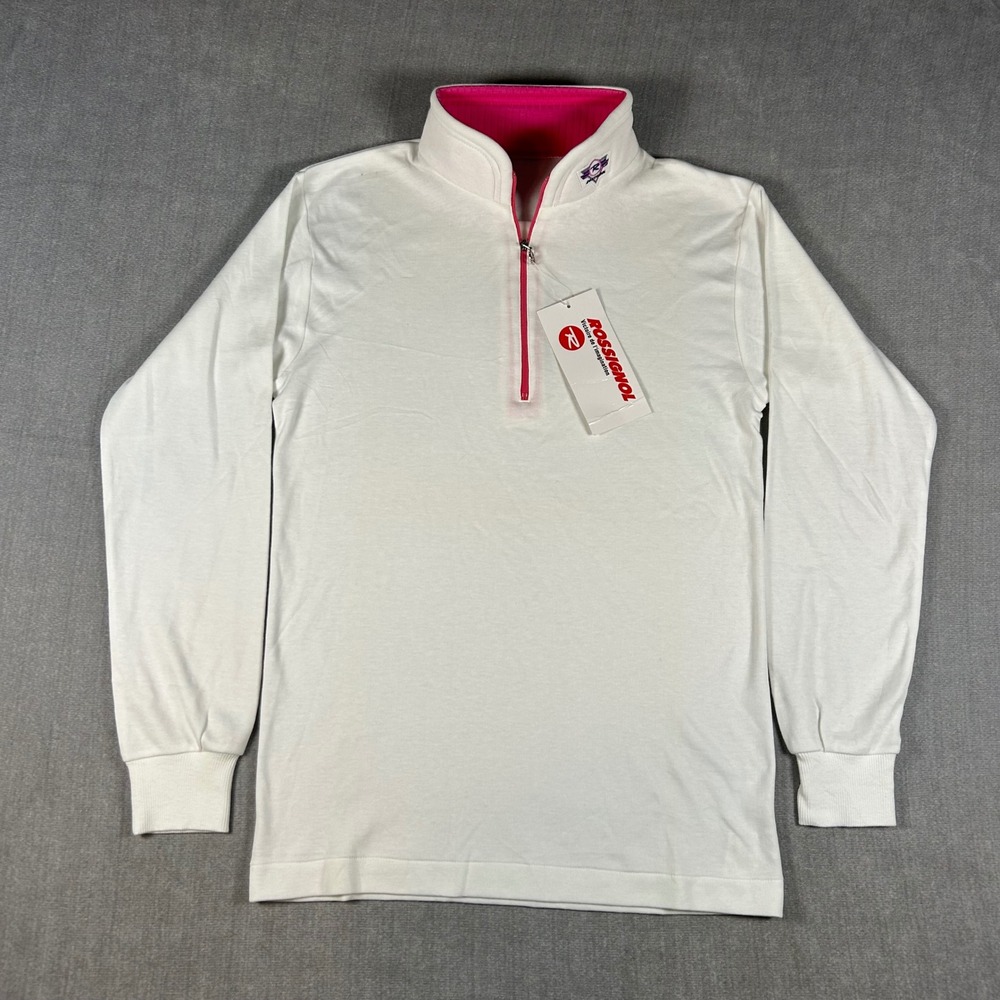 Rossignol Womens Quarter Zip Base Layer Top White Pink RAN-3101 Japan Ski S